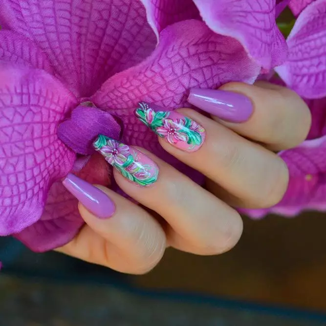 Stunning Spring florals Lavender Bloom Nails Ombre Polish