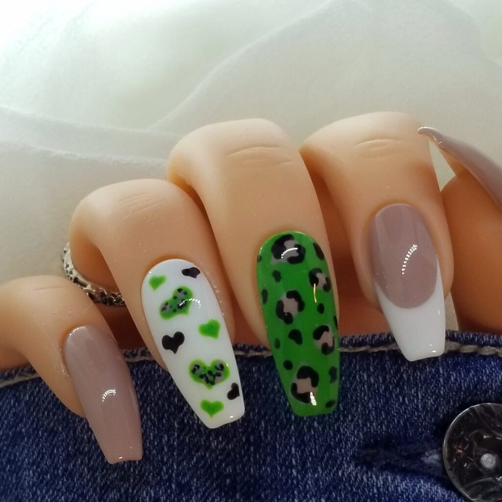 Green White Spring Design Manicure