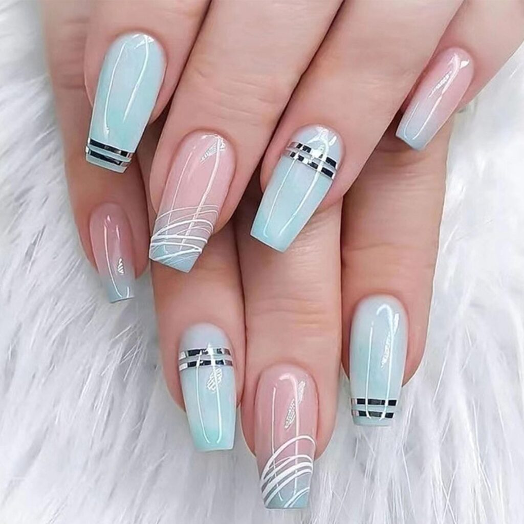 Black and Blue Ombre Design Nails