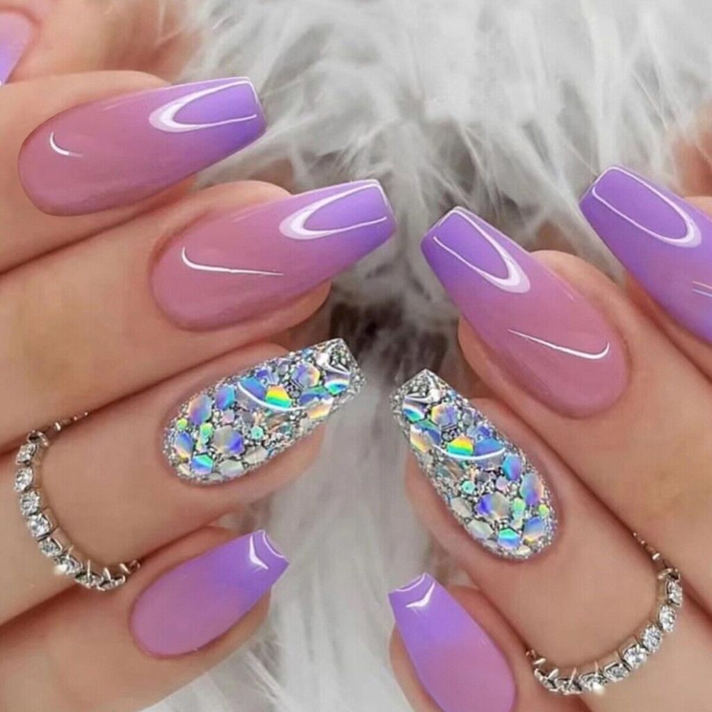 Ombre Pink pastel Purple Nails