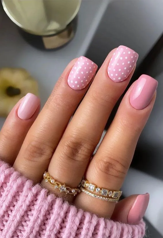 40 Best Cute Polka Dot Nail Designs to Try 41 40 Best Cute Polka Dot Nails Designs Ideas to Try out - Polka dots will never go out of style Pink and white Polka dot nails chicinspire 40 Best Cute Polka Dot Nail Designs to Try