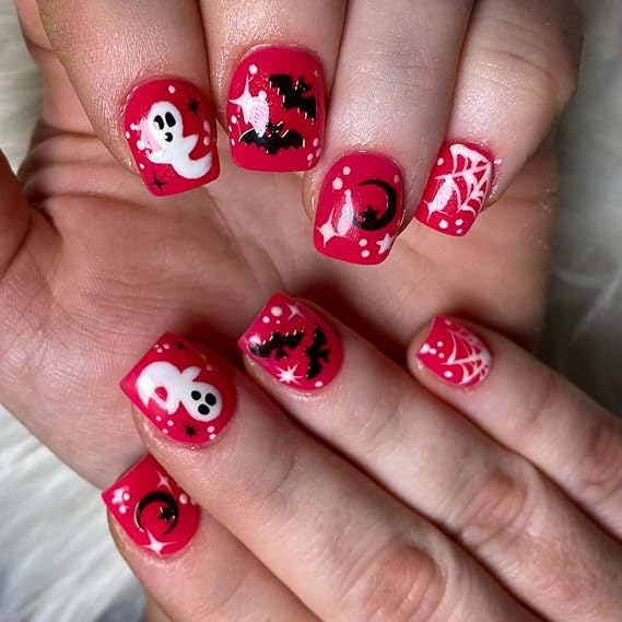 Red Halloween Press on Nails