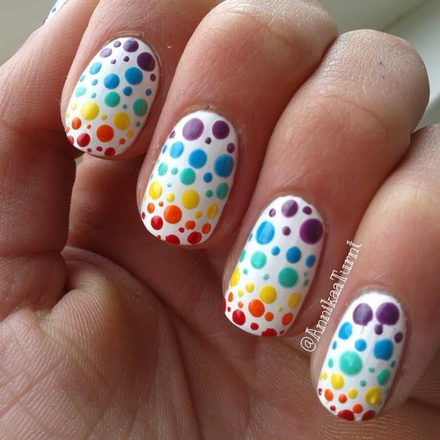 40 Best Cute Polka Dot Nail Designs to Try 40 40 Best Cute Polka Dot Nails Designs Ideas to Try out - Polka dots will never go out of style colorful bright short white nails with Polka dot design 40 Best Cute Polka Dot Nail Designs to Try