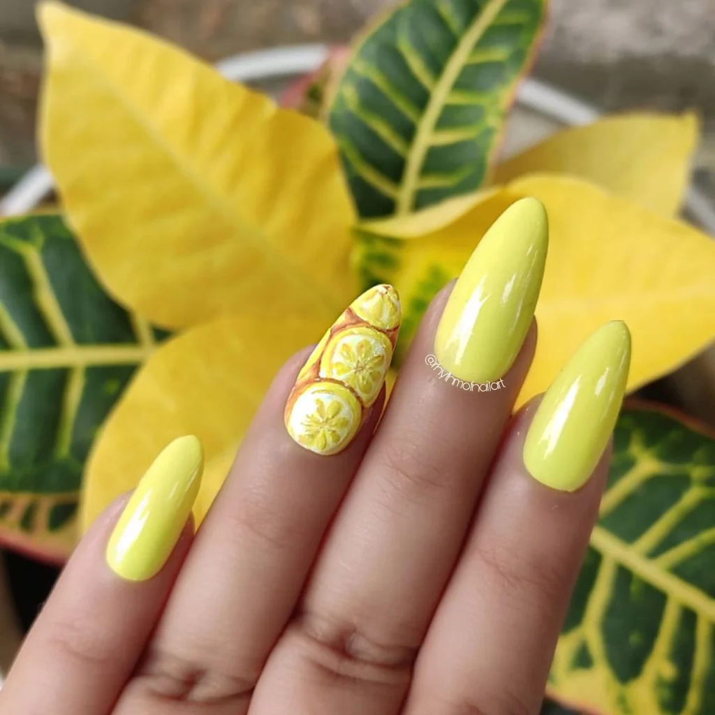 Greenish Yellow Citrus Nails
