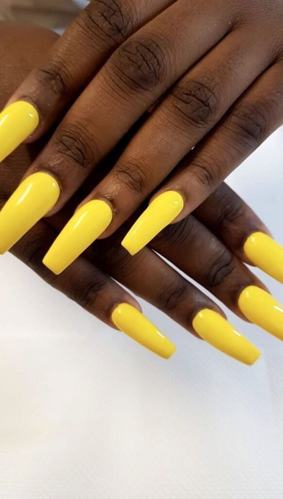 Spring Yellow Nails Design 2026 3 Yellow Coffin Nails for Spring