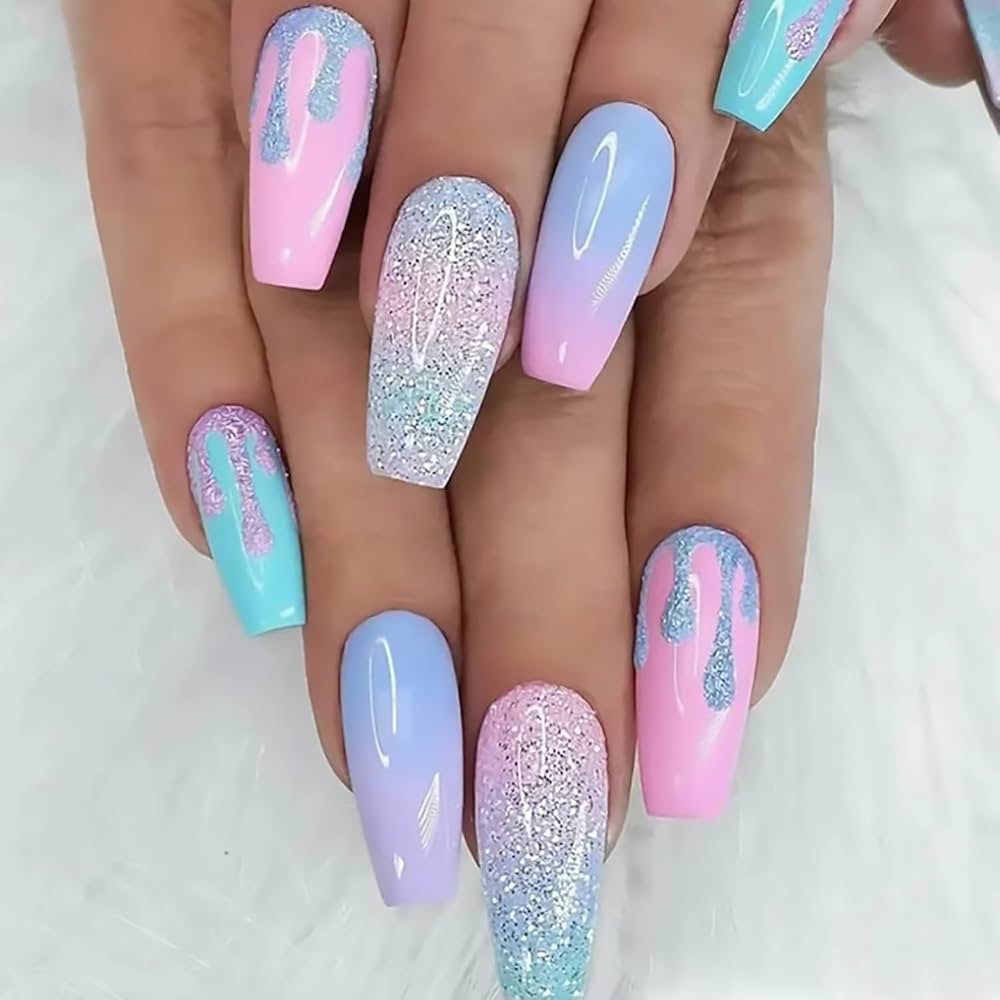 Ombre Press on Nails Medium Coffin