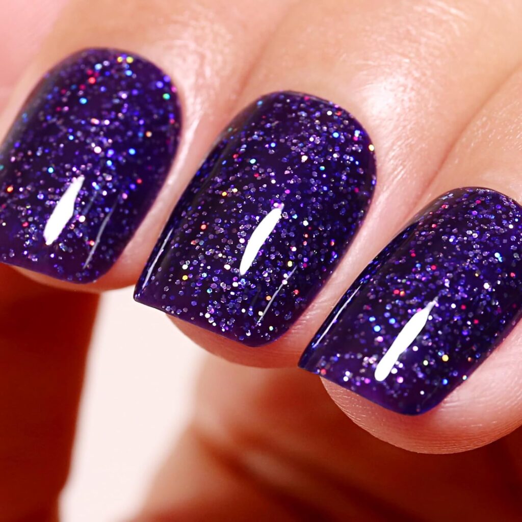 Purple Iridescent Glitter Gel Nail Polish Sparkle Shimmer Autumn
