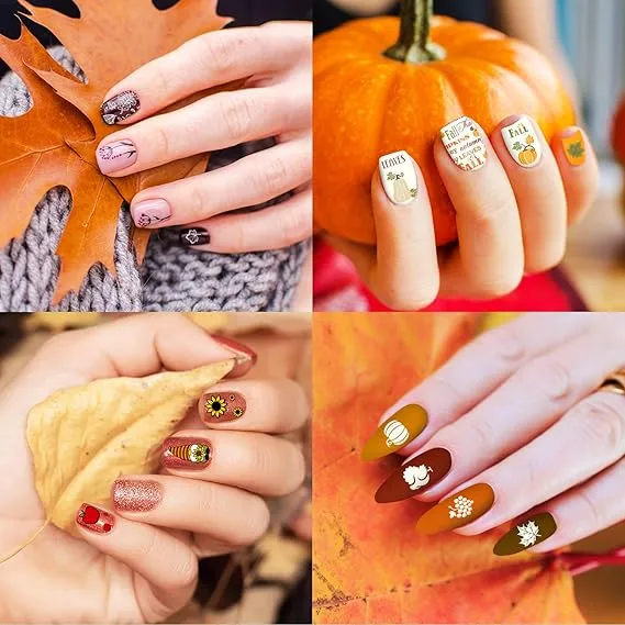 10 Sheet Fall Nail Art Stamping Plates Kit Happy Thanksgiving Pumpkins Maple Leaf