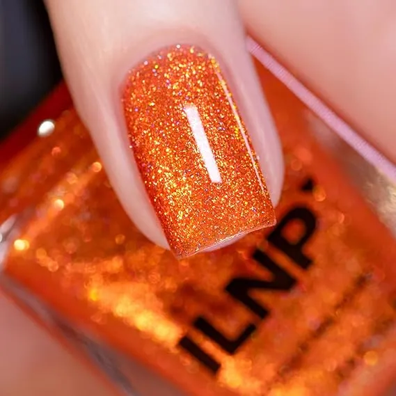 Fiery Orange Shimmer Nail Polish