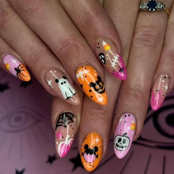 French Pointed Nail, Fake Nail, Needle Nail Ghost Nail Art