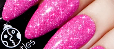 Bright Pink Nails With Glitter 
