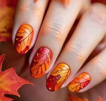 Fall Leaves Stick on Fingernails Thanksgiving Short a 30 Creative Fall Nails Ideas