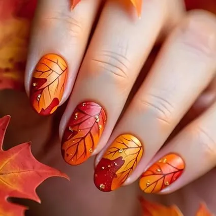 Fall Leaves Stick on Fingernails Thanksgiving Short a 30 Creative Fall Nails Ideas