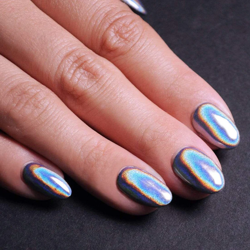 Holographic chrome nails