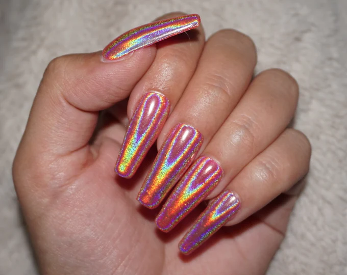 Pink Holo Chrome Press-On Nail Set