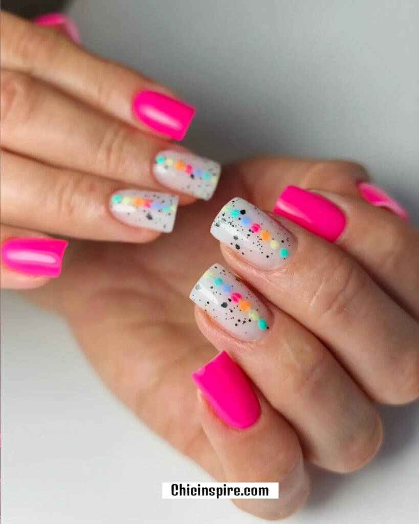 20 Neon Pink Nails Amazing for All Year 18 20 Neon Pink Nails Amazing for All Year 14. Cute Rainbow Neon Pink Nails