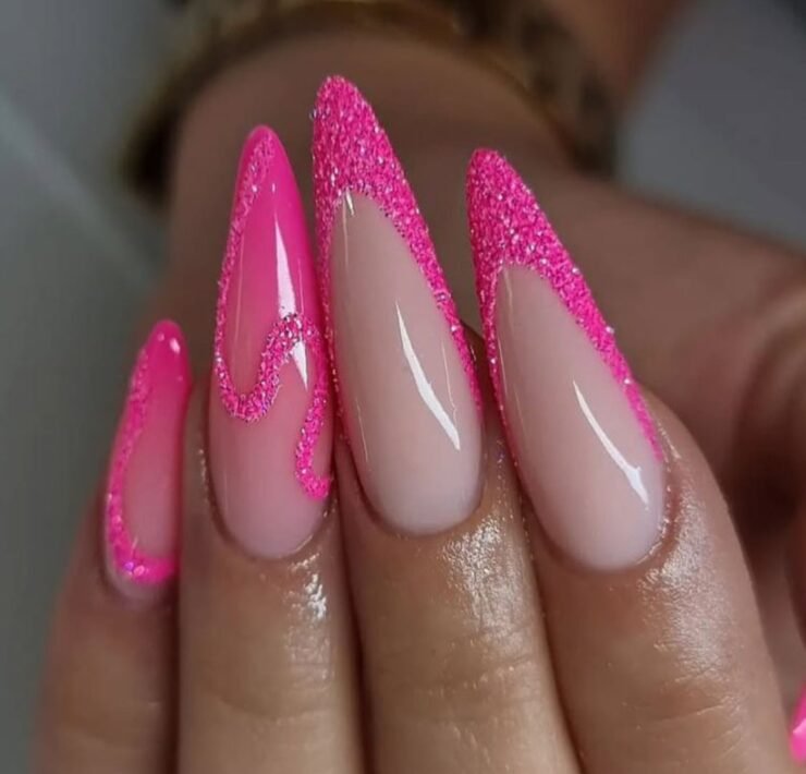 18. Neon Pink Stiletto Nails 20 Neon Pink Nails Amazing for All Year
