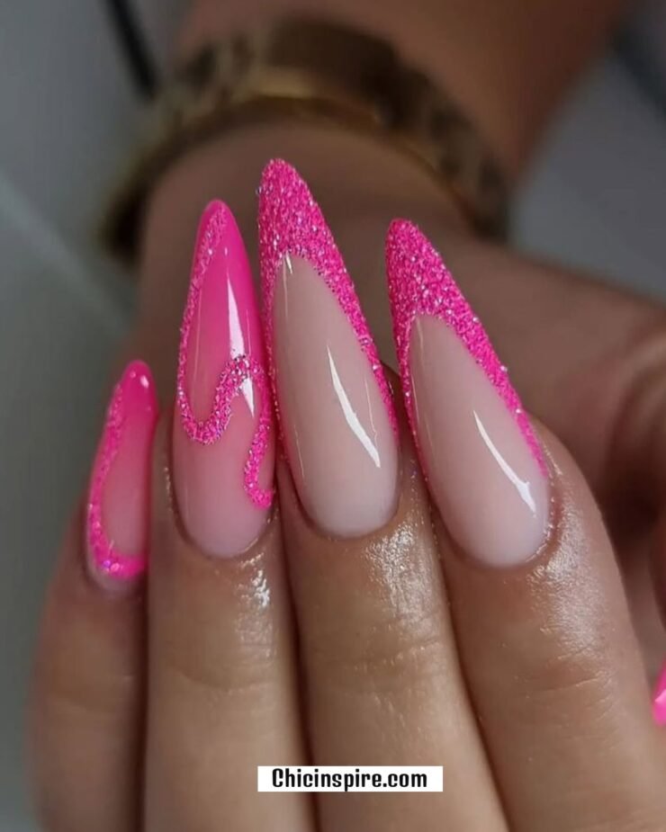 18. Neon Pink Stiletto Nails 20 Neon Pink Nails Amazing for All Year