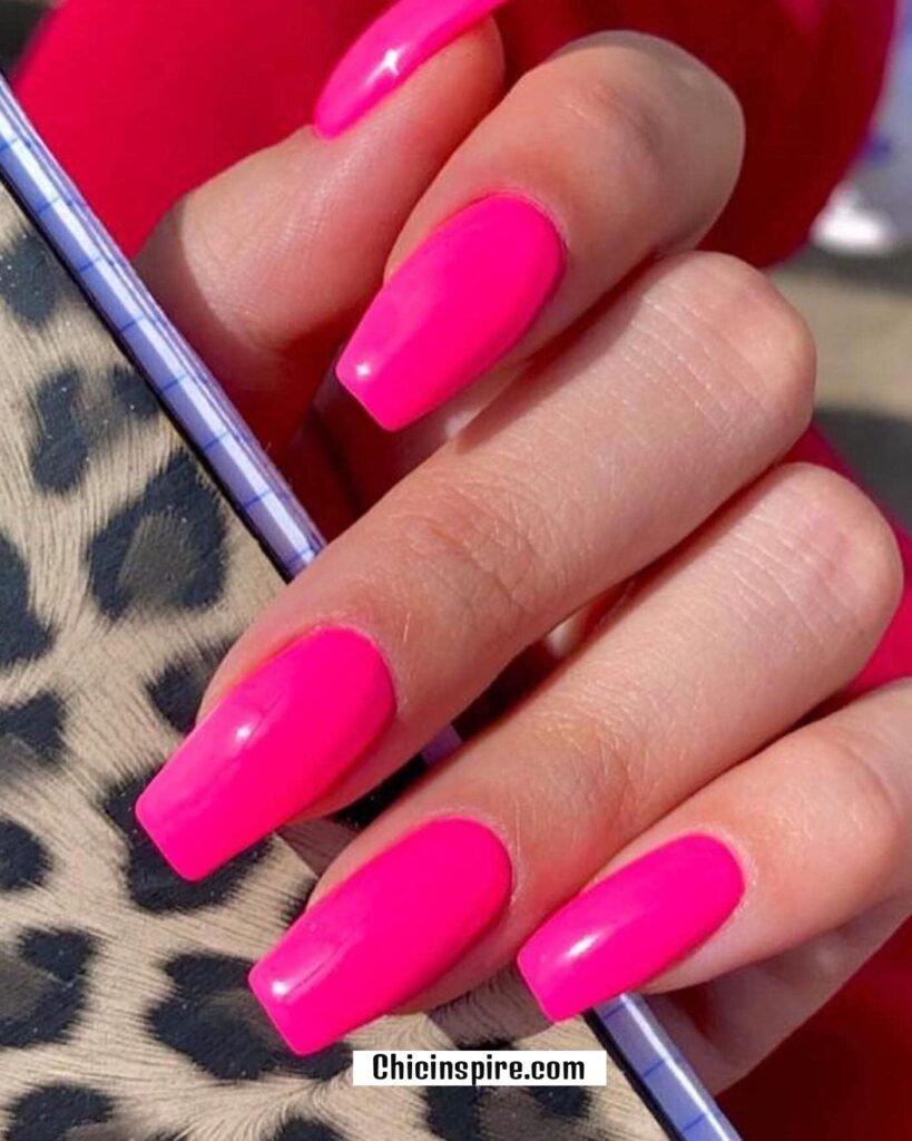 20 Neon Pink Nails Amazing for All Year 24 20 Neon Pink Nails Amazing for All Year 20. Simple Solid Neon Pink Nails