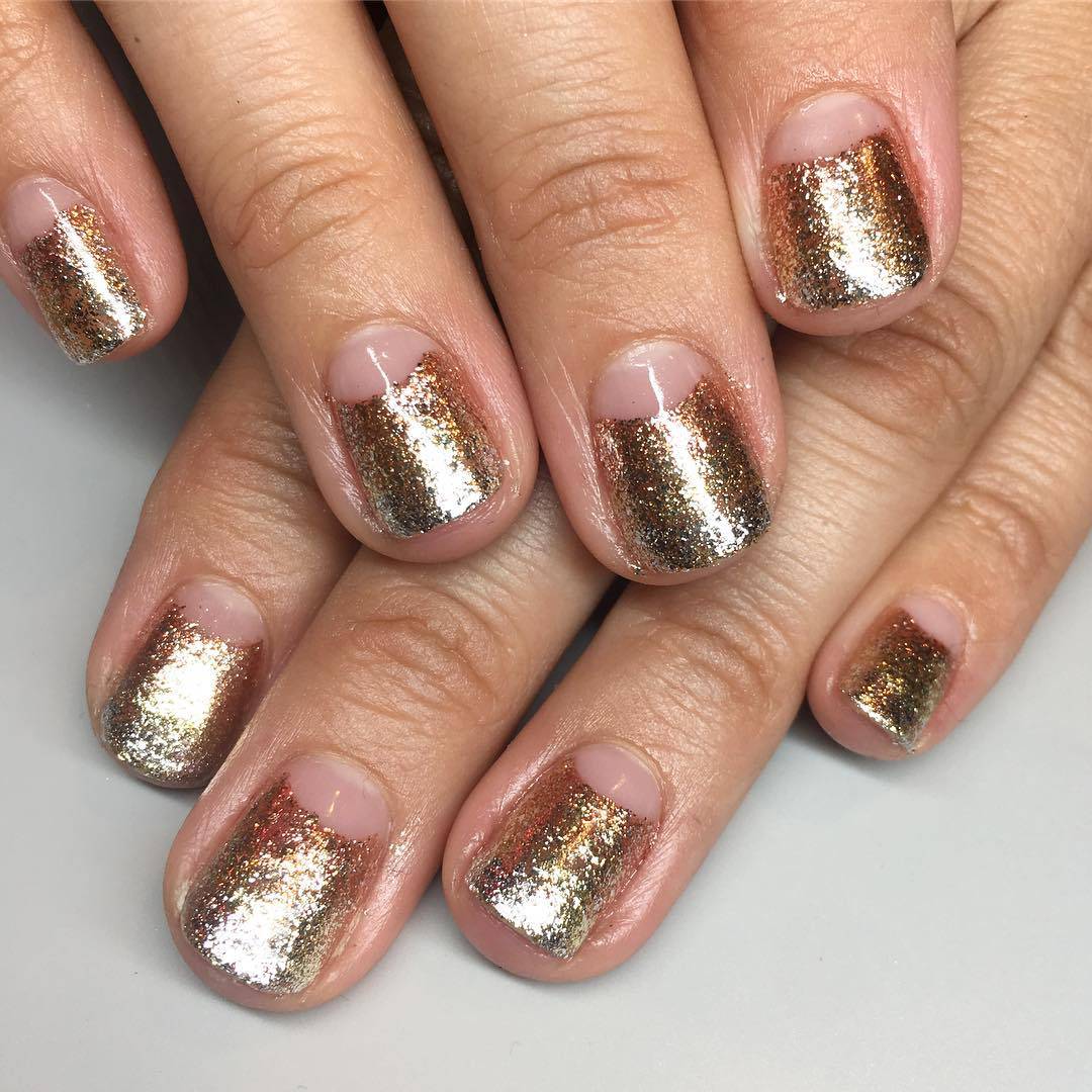 Half Moon Nails for an Elegant Manicure Image Gold Glitter Short