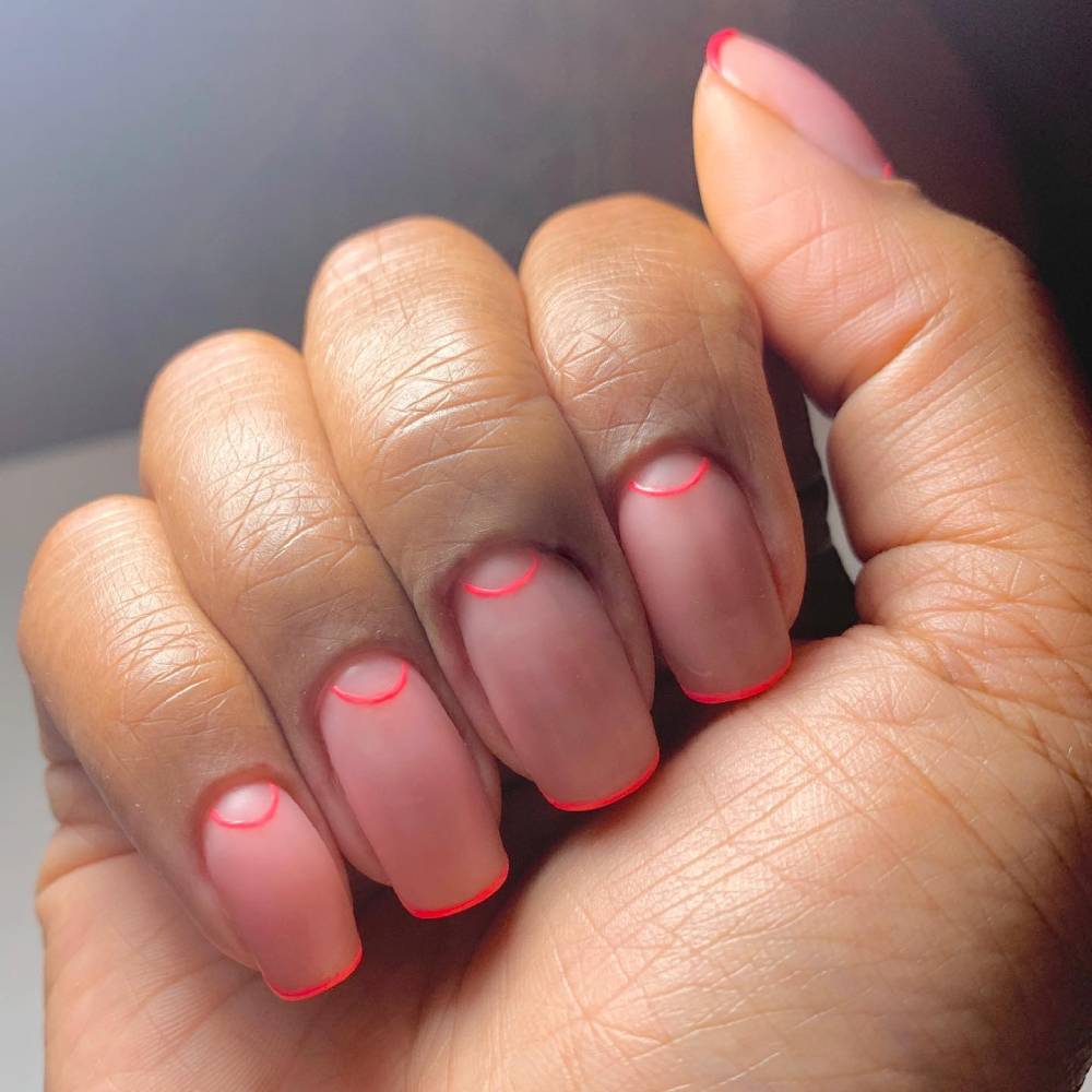 Pink French tips with Pink Half moon