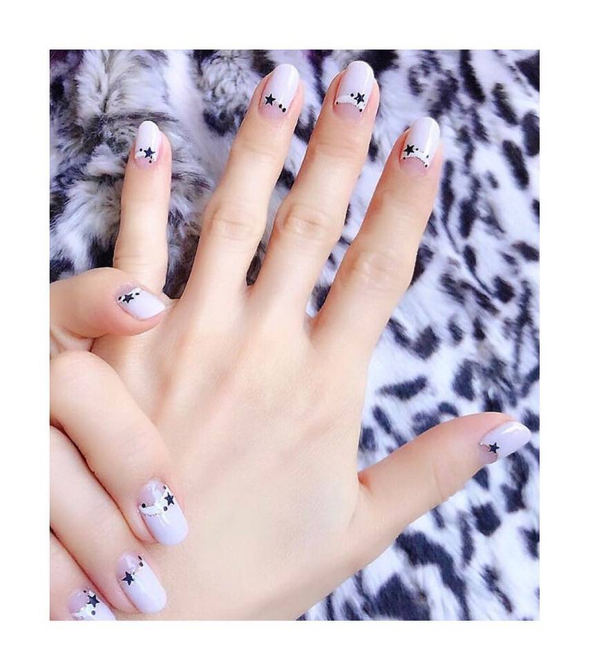 Half Moon Nails Half-Moon Design with Black Star