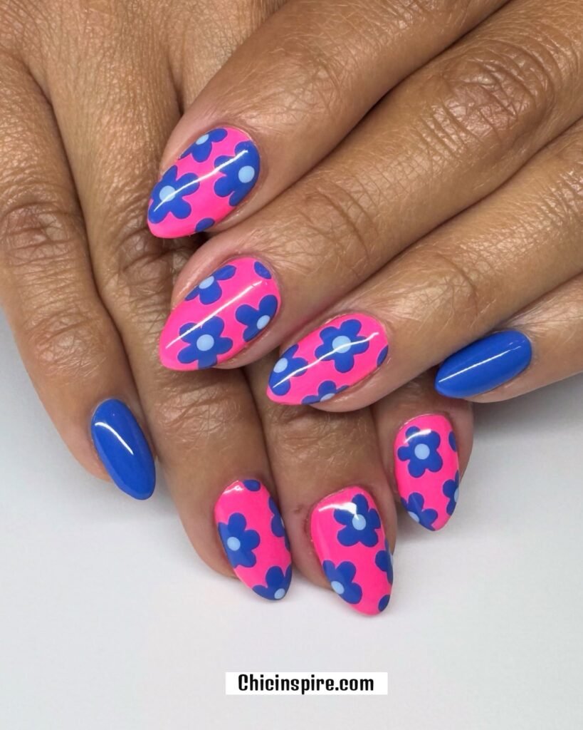 20 Neon Pink Nails Amazing for All Year 5 20 Neon Pink Nails Amazing for All Year Neon Floral Pink Nails