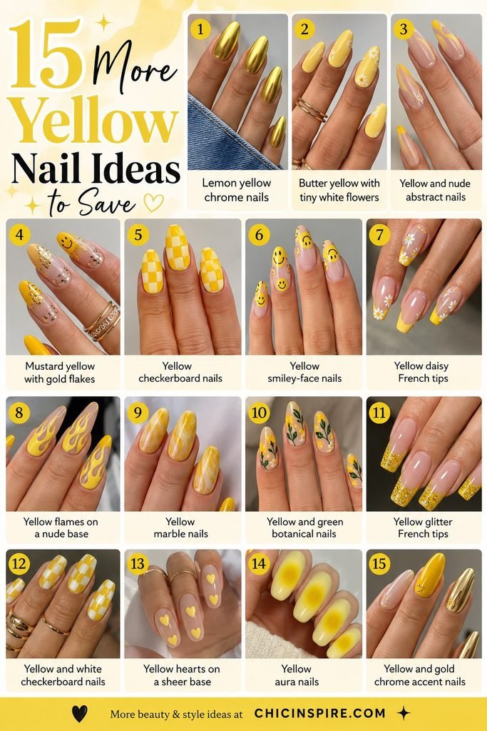 15 More Yellow Nail Ideas to Save