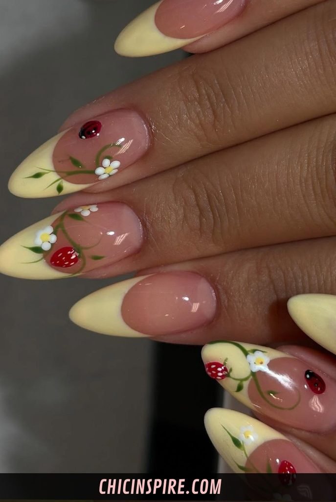 Pastel Yellow Floral Nails