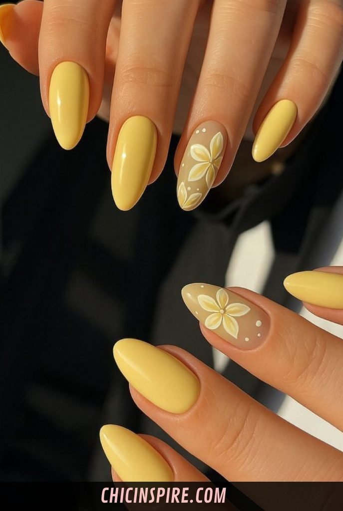 Yellow Daisy Nails