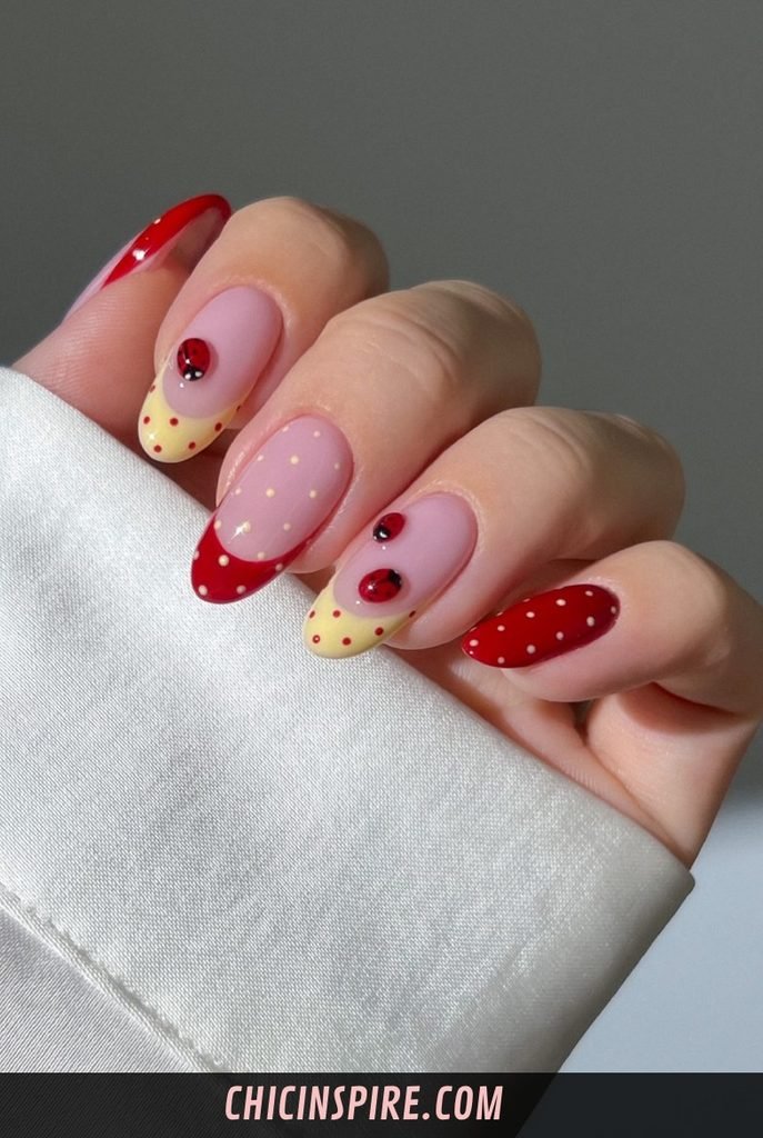 Yellow and Red Nail Art