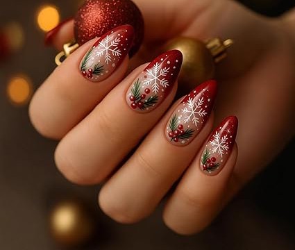 30 Top Red Christmas Nails for a Festive & Festive Manicure 10 30 Top Red Christmas Nails for a Festive & Festive Manicure. Red is the most recognizable color during the Christmas season. Christmas Press on Nails Short Almond QUNQINLI Red French Fake Nails