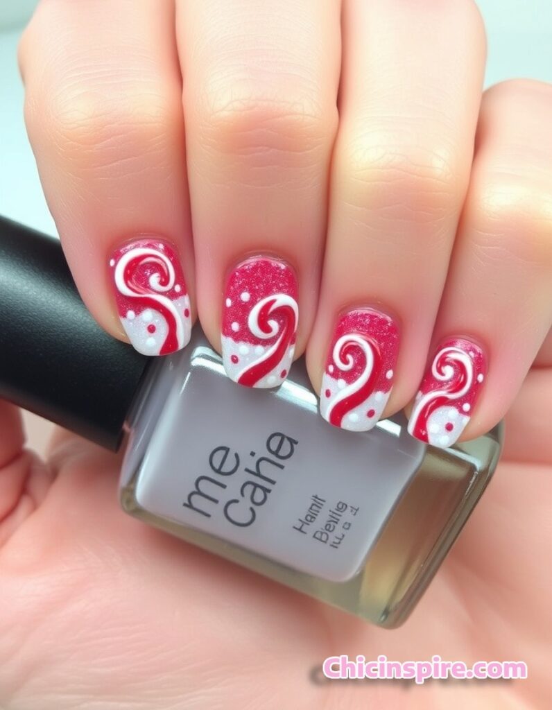 Cute Red and White xmas Holiday Festive Nails