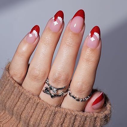 30 Top Red Christmas Nails for a Festive & Festive Manicure 9 30 Top Red Christmas Nails for a Festive & Festive Manicure. Red is the most recognizable color during the Christmas season. Red French Tip Press On Nails