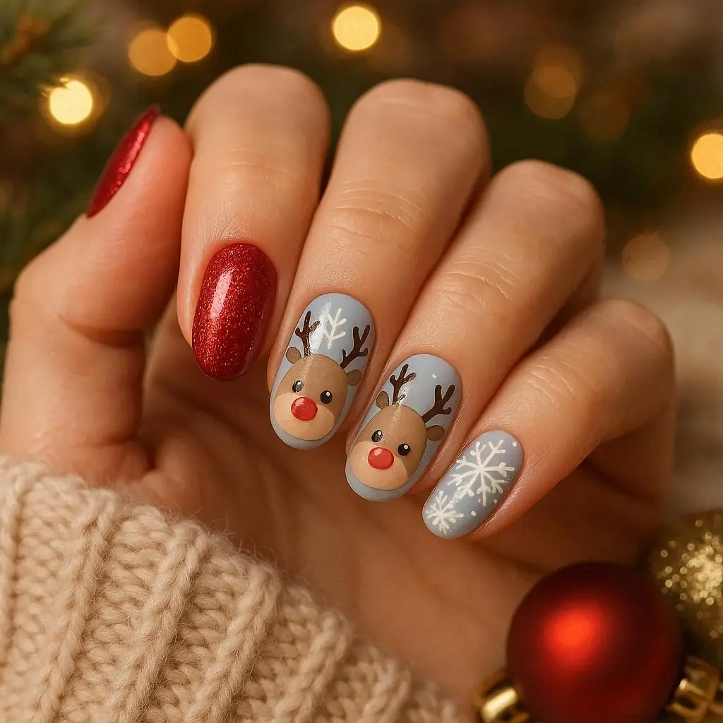 Reindeer Christmas Winter Nails