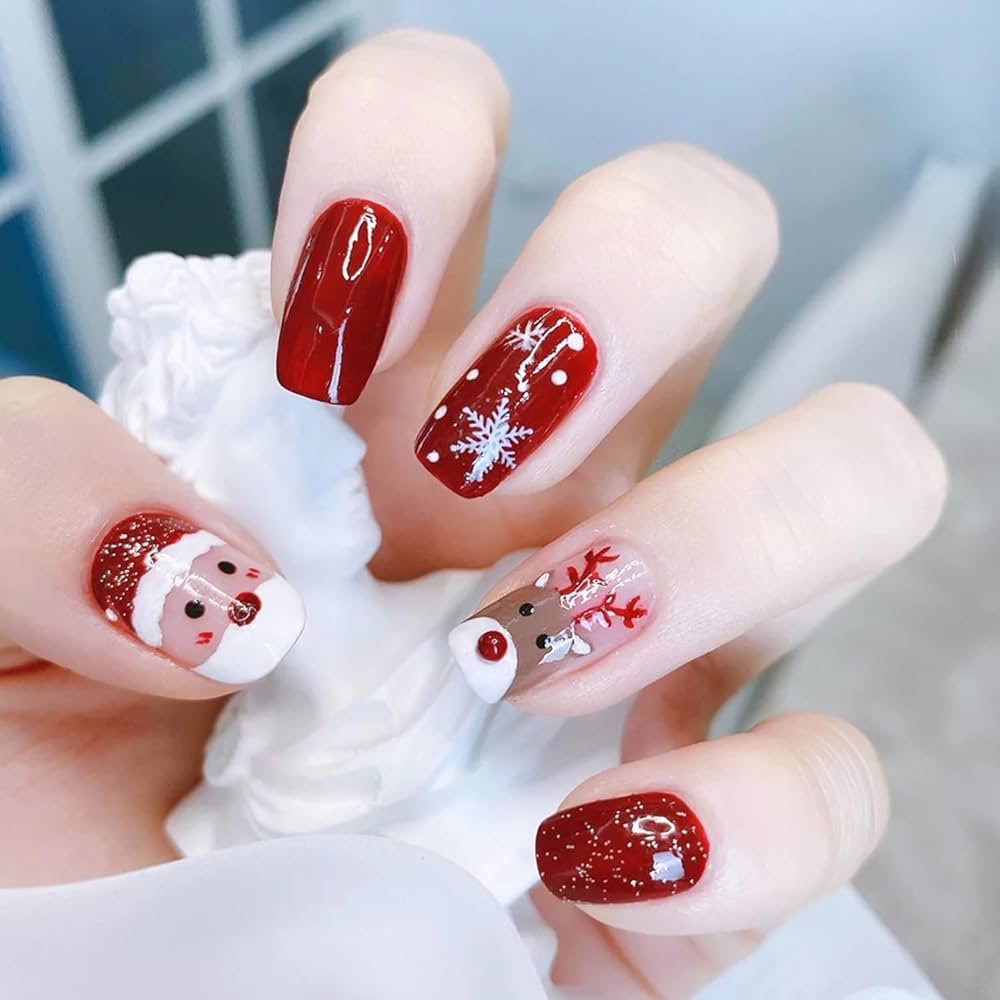 Santa & Reindeer Press-On Nails