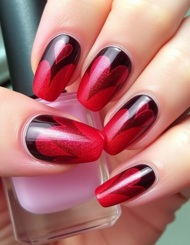 Creative Valentines Heart Nails Design 1 25 Dazzling Heart Nails Ideas for Valentine's Day