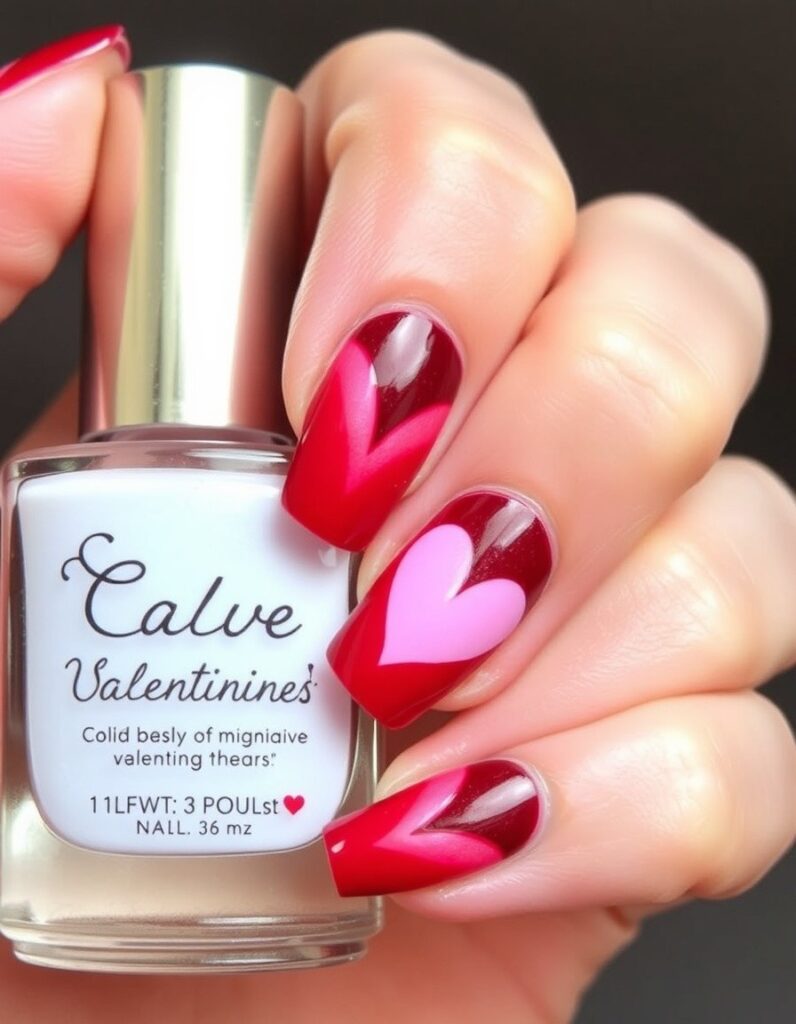 Creative Valentines Heart Nails Design 2 25 Dazzling Heart Nails Ideas for Valentine's Day