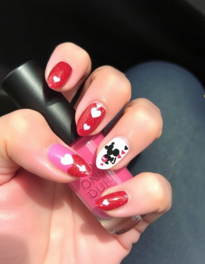 Disney Valentines Day Press on Nails Heart Nails Valentines Design Ideas