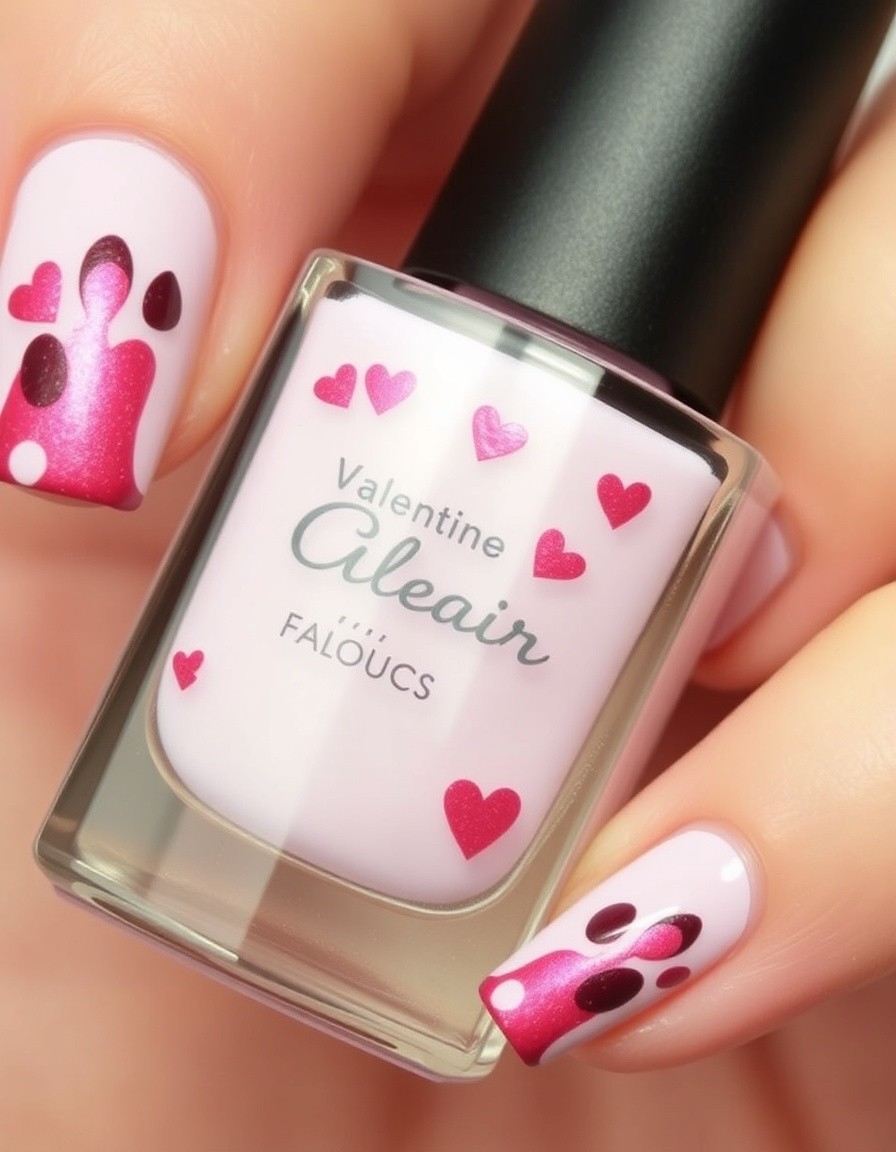 Pink Ombre Heart French Tip Design Valentine's Nails