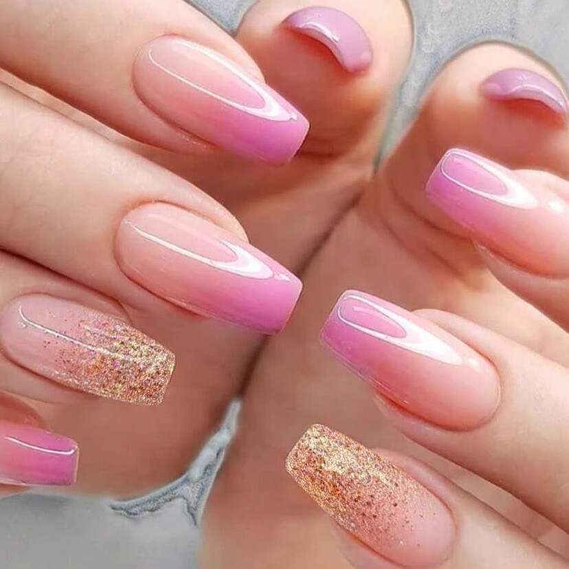 21 Adorable Pink Ombre Nails To Upgrade your Maniure Glitter tip with Pink Ombre 