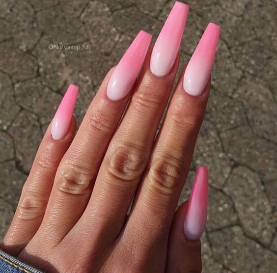 21 Adorable Pink Ombre Nails To Upgrade your Maniure Long Baby Pink Ombre Style Nails 