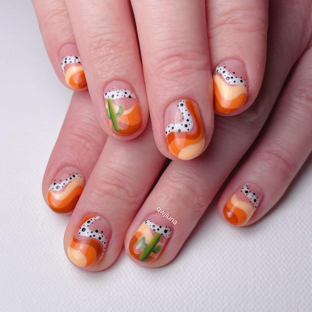 Desert Brown Oval Short Nails