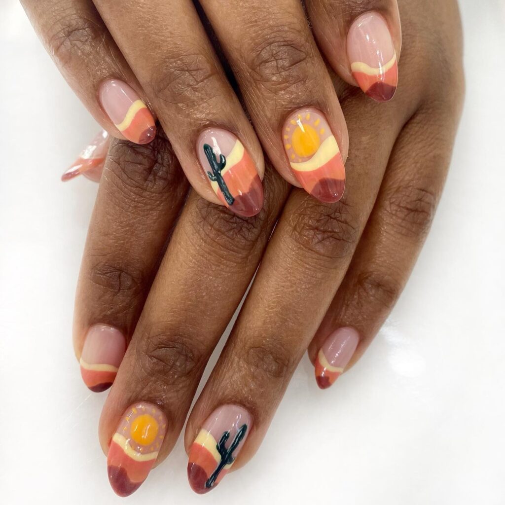 Sun Yellow with Brown Cactus Design