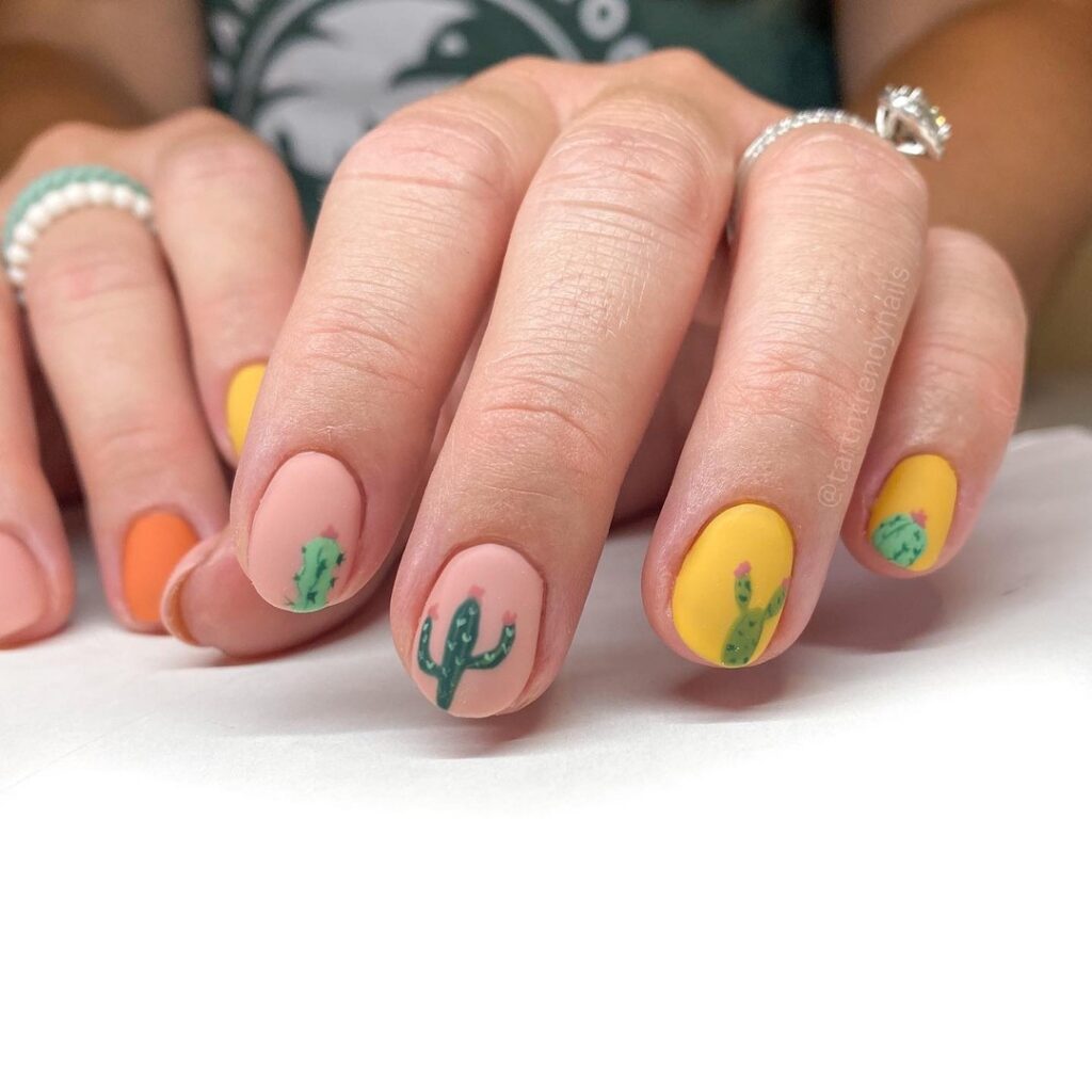 Pink and Yellow Cacti Design sticker Art