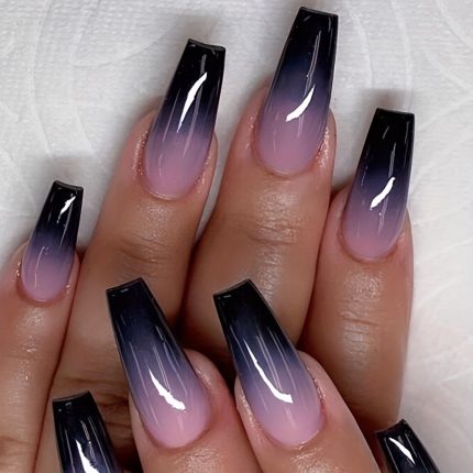 Black Ombre Coffin Nails