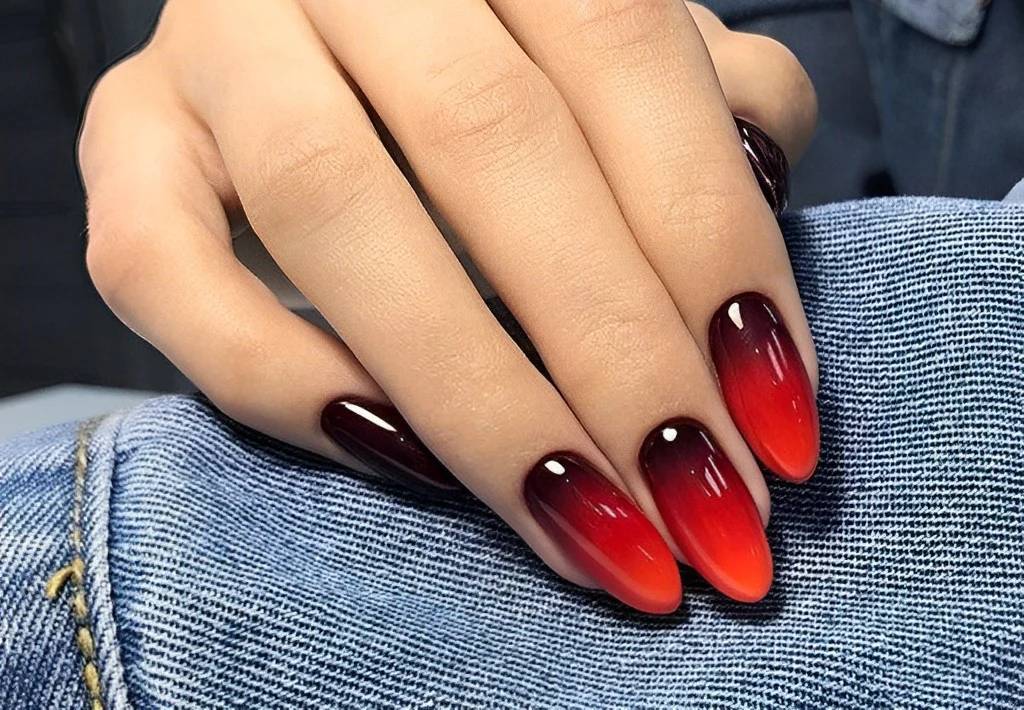 Black and Red Fire Ombre Nail Designs