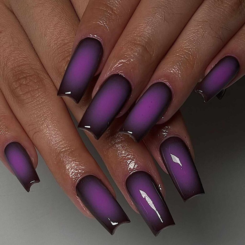 Black to Purple Velvet Ombre Nail Designs