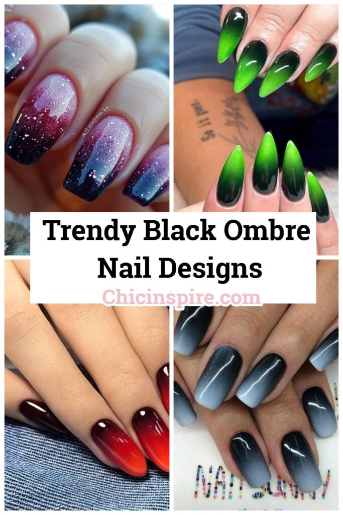 Trendy Black Ombre Nail Designs pin image