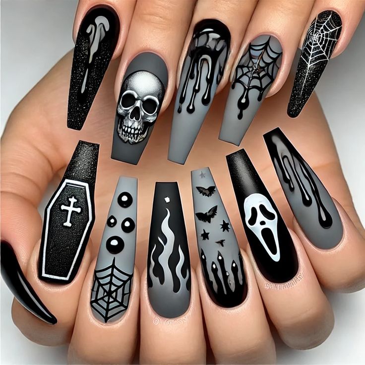 Black Halloween Nails